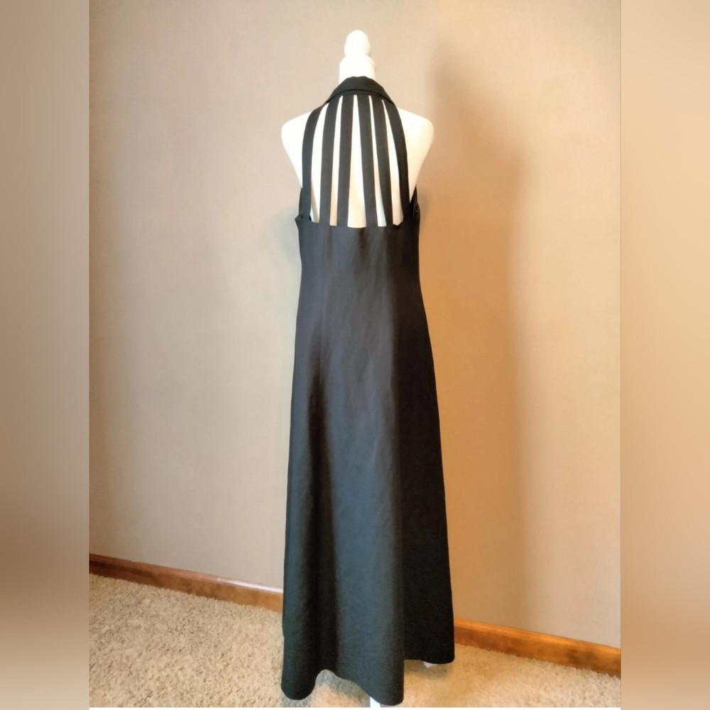 Jessica Howard Backless Halter Dress 65% Linen 35% Rayon - Picture 3 of 12